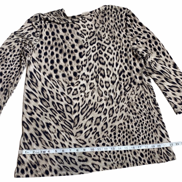 Jones New York Animal Print 3/4 Sleeve Shirt Large 💚 SALE - Picture 4 of 8